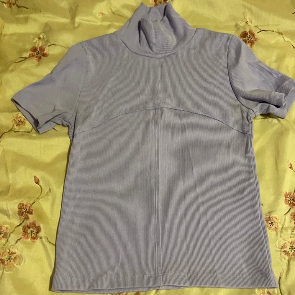 Mock neck purple top ribbed